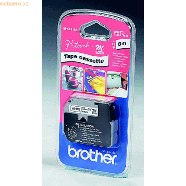 Brother Schriftbandkassette 12mm MK231BZ weiß/schwarz von Brother