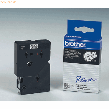 Brother Schriftbandkassette 12mm TC-101A transparent/schwarz VE=10 Stü von Brother