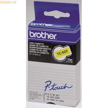 Brother Schriftbandkassette 12mm TC-601 gelb/schwarz von Brother