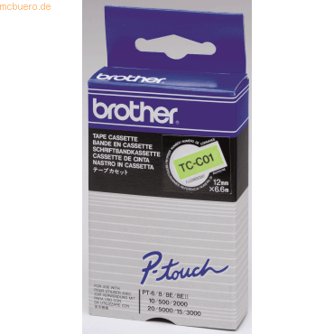 Brother Schriftbandkassette 12mm TC-C01 signal gelb/schwarz von Brother
