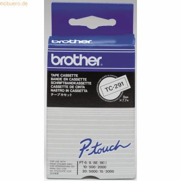 Brother Schriftbandkassette 9mm TC-291 weiß/schwarz von Brother