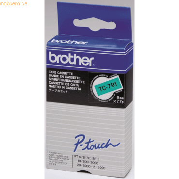 Brother Schriftbandkassette 9mm TC-791 grün/schwarz Brother Schriftbandkassette 9mm TC-791 grün/schwarz von Brother