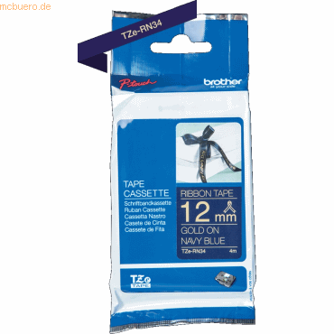 Brother Schriftbandkassette TZe-RN34 Textilband gold/marineblau Brother Schriftbandkassette TZe-RN34 Textilband gold/marineblau von Brother