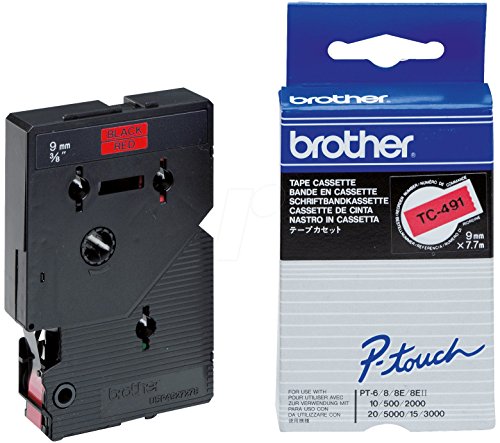 Brother TC-491 / Farbband / rot / schwarz / 7,7m / f. P-touch 8e, 500 / II / 2000 / 3000 und 5000 von Brother