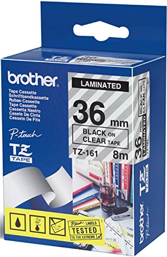 Brother TX151 Schriftband laminiert Rolle 2,4 cm x 8 m 1 Rolle schwarz auf farblos von Brother