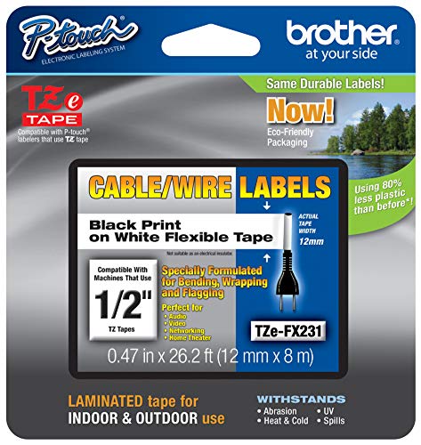 Brother TZE-MQG35 P-Touch TZE-MQG35 Klebeband, 1,27 cm breit, Standard laminiert, Weiß auf Lindgrün, laminiert für Innen- und Außenbereich, wasserabweisend, 12 mm x 5 m, TZEMQG35 0.5 Inches Flx - Black on White Brother TZE-MQG35 P-Touch TZE-MQG35 Klebeband, 1,27 cm breit, Standard laminiert, Weiß auf Lindgrün, laminiert für Innen- und Außenbereich, wasserabweisend, 12 mm x 5 m, TZEMQG35 0.5 Inches Flx - Black on White von Brother