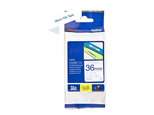 Brother TZE263 Original P-touch Schriftband TZe-263 36 mm, blau auf weiß (kompatibel mit Brother P-touch P3600, P9600, P9700PC, P9800PCN) von Brother