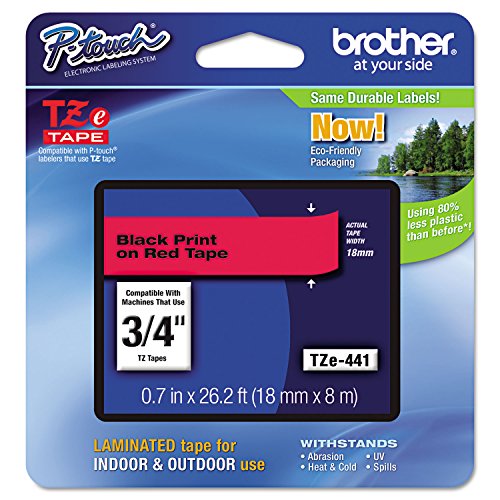 Brother TZE441 - TZE441 Black on Red 8M x 18mm Gloss Tape von Brother