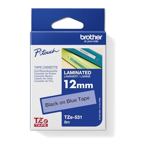 Brother Tape Black on Blue 12mm Tape TZE531, TZ, Blue, 8 m, TZE531 (Tape TZE531, TZ, Blue, 8 m, 1.2 cm) von Brother