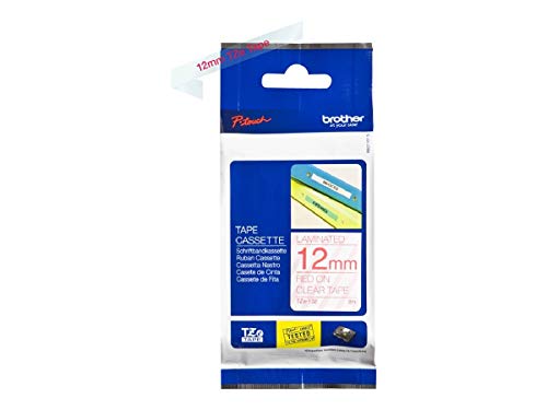 Brother TZe-132 Original P-touch Schriftband 12 mm, rot auf transparent (kompatibel u.a. mit Brother P-touch PT-H100LB/R, -H105, -E100/VP, -D200/BW/VP, -D210/VP) von Brother
