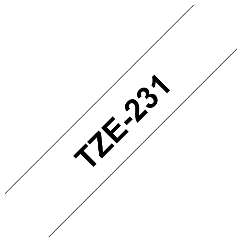 Brother TZE231 TZe-231 P-touch Schriftband (12mm breit, 8m lang, u.a. für Brother PT-H100LB/R, -H105, -E100/VP, -D200/BW/VP, -D210/VP, laminiert) schwarz auf weiß von Brother