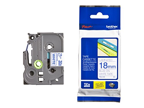 Brother TZe 243 - Laminiertes Band - blau auf weiß - Rolle (1,8 cm x 8 m) 1 Rolle(n) - für P-Touch PT-18, 1830, 2030, 2730, 9700, 9800, E300, E500, E5 Schriftbandkassette TZE243 / weiß / schwarz / 8m / 18mm / f. PT1000, 1010, 1200P, 1230PC, 1260VP, 18R, 1830VP, 1850, 2100VP, 2430PC, 3600, 7500VP, 760(Liefermenge=5) von Brother
