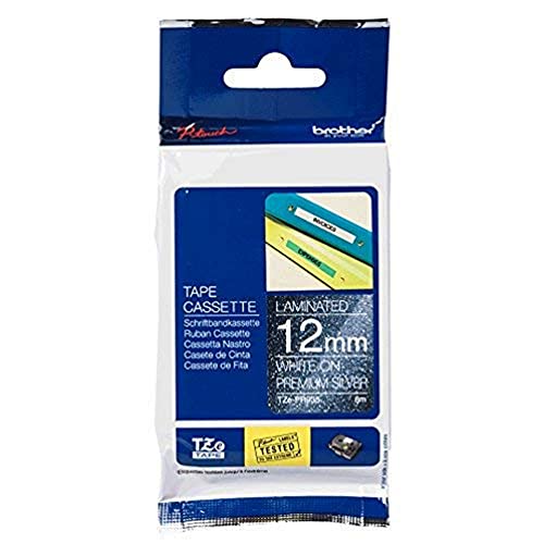 Brother TZe-PR935 Schriftband (12 mm breit, 8 m lang, geeignet u.a. für Brother P-touch H200, H100LB/R, H105, E100/VP, D200/BW/VP, D210/VP, laminiert) weiß auf silber-glitzer von Brother