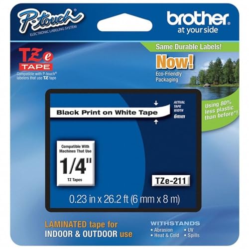 Brother Tape Black on White 6mm, TZE-211 von Brother