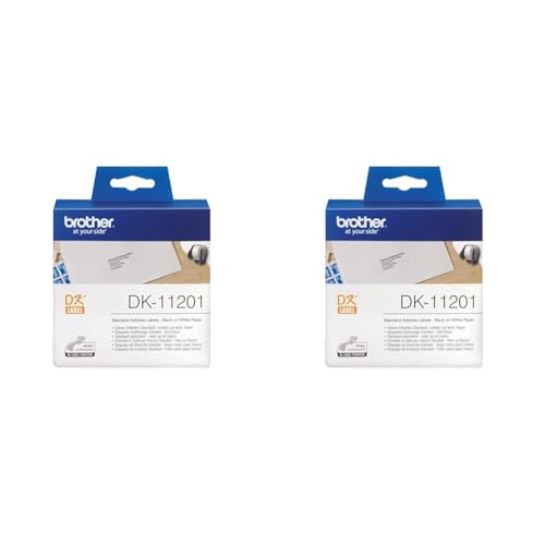 Go Brother Adress-Etiketten, 29x90mm schwarz auf weiß DK11201 (Packung mit 2) von Brother