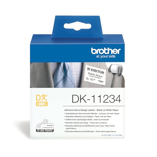 Original Brother DK-11234 selbstklebende Einzeletiketten schwarz auf weiß (Papier) 60 x 86 mm , 260 Stk./Rolle - für Brother QL-Etikettendrucker geeignet von Brother