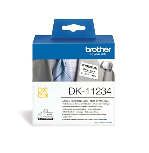 Original Brother DK-11234 selbstklebende Einzeletiketten schwarz auf weiß (Papier) 60 x 86 mm , 260 Stk./Rolle - für Brother QL-Etikettendrucker geeignet von Brother
