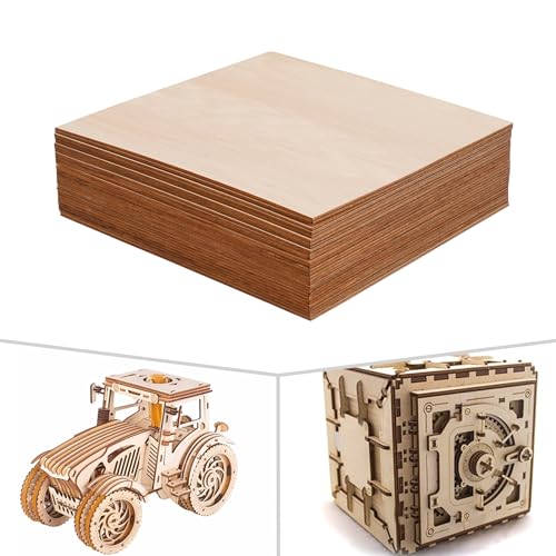BRRIDE 30 Stück Sperrholzplatte 30x30cm, 3mm Holzplatte Bastelholz, Dünne Holz-Zuschnitte, Holzplatten für DIY Holzarbeiten, Holzplatten für Laserprojekte, Gemälde Kunst (30x30cm) von Brride