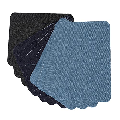 12 Stück Selbstklebende Kleidungsflicken, Ellenbogen- und Kniemanschetten, Großhandels-Denim, Zum Reparieren oder Dekorieren von Kleidung in Schwarz, Dunkelblau, Hellblau, von Brrnoo