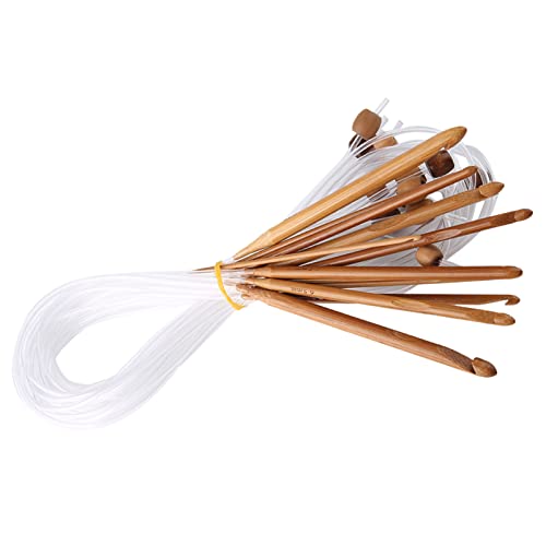 12pcs Carbonisierte Bambus Afghanische Tunesische Häkelhaken mit Kunststoffkabeln für Teppichteppich -Gewebe -Stricknadeln, Abwechslung von Anfängern oder Fachleuten, 12pcs Carbonisierte Bambus Afghanische Tunesische Häkelhaken mit Kunststoffkabeln für Teppichteppich -Gewebe -Stricknadeln, Abwechslung von Anfängern oder Fachleuten, von Brrnoo