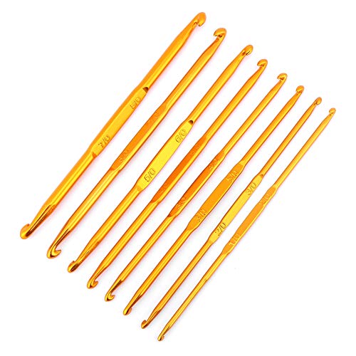 8pcs Golden Alumina Häkelhaken Set, Doppel -End -Stricknadeln Weave Bastel, Leichtes Gewicht Einfach Griffgriff mit Unterschiedlichen Größen, für Hut, Pullover und Mehr Häkeln 8pcs Golden Alumina Häkelhaken Set, Doppel -End -Stricknadeln Weave Bastel, Leichtes Gewicht Einfach Griffgriff mit Unterschiedlichen Größen, für Hut, Pullover und Mehr Häkeln von Brrnoo