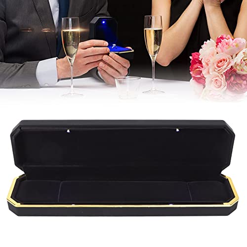 Armband-Geschenk-Box, lange Halskette mit LED-Licht, innen beflockt, Schmuck-Präsentationsvitrine, Schmuckschatulle, Geschenkbox für Antrag, Hochzeit, Zeremonie, Braut (schwarz) von Brrnoo