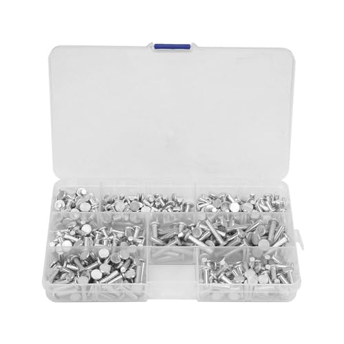 BRRNOO 350pcs M4 Flat Head Solid Aluminium -Nieten Sortiments -Kit, 4/6/8/10/12/16/20 Mm, 350 PCS Aluminium Nieten mit Soliden Struktur für Korrosionswiderstand, Einfach zu BRRNOO 350pcs M4 Flat Head Solid Aluminium -Nieten Sortiments -Kit, 4/6/8/10/12/16/20 Mm, 350 PCS Aluminium Nieten mit Soliden Struktur für Korrosionswiderstand, Einfach zu von Brrnoo