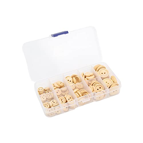 BRRNOO Holzknöpfe, Knöpfe für Handwerk Natürliche Haltbare Robuste 100pcs Holzknöpfe Einzigartige Design für Basteln Sicher Bequemer Runder Holzknopf (Holzfarbe) von Brrnoo