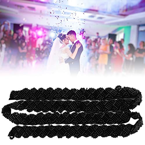 BRRNOO Perlenbandband, Spitzenband DIY Handgemachte Kleidung Gestickt (1,5 cm große schwarze Vierkantrohrperlen) von Brrnoo