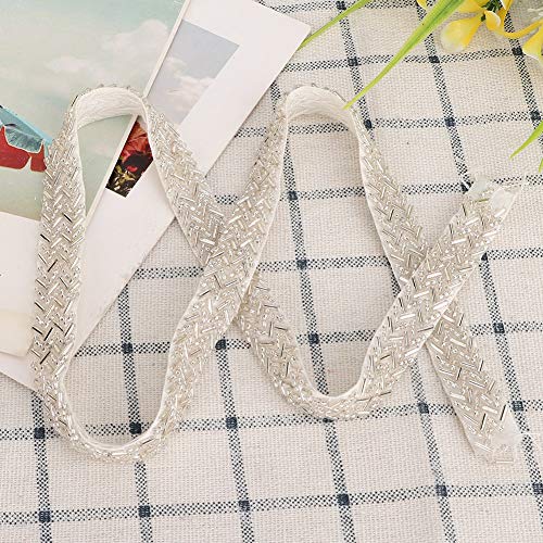 BRRNOO Perlenbandband, Spitzenband DIY Handgemachte Kleidung Gestickt (1,5 cm große weiße Doppelperlen mit acht Röhren) von Brrnoo