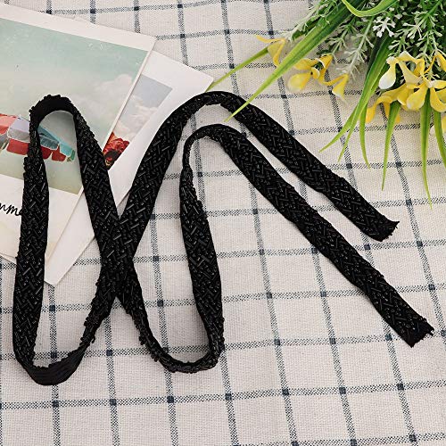 BRRNOO Perlenbandband, Spitzenband DIY Handgemachte Kleidung Gestickt (1,5 cm schwarze doppelte Acht-Tube-Perlen) von Brrnoo