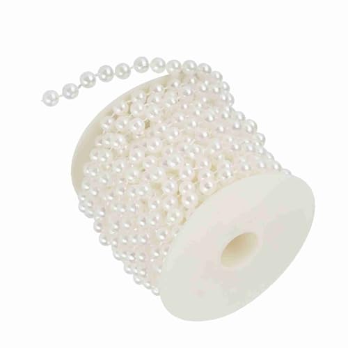 BRRNOO Rose Pearl Perle Roll, 100% Brandneu und Hochwertige Absahme Perle. Glänzender Perlendraht, Ideal für Hochzeit, Weihnachtstagdekorationen. 10 M Lang, 8 Mm Durchmesser, weiß, (WHITE) von Brrnoo