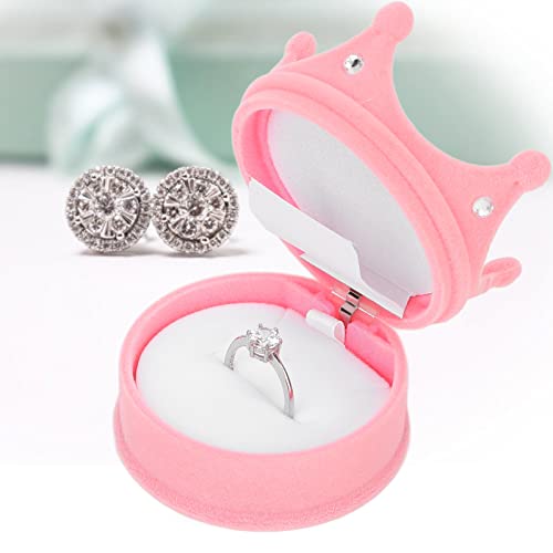 Brrnoo Beflockung Ring Schachtel Ehering Box, Ringschachtel, Krone Schmuckschatullen Geschenkbox, Hellrosa Schmuck Organizer für Geschenk, Weihnachten Valentinstag Ideen für Frauen Mädchen von Brrnoo