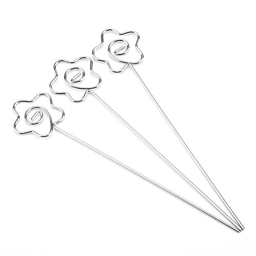 Bildhalter für Mittelstücke, Metallkartenhalter Memo Paper Papier Anzeige Cliphalter 50pcs Draht Blumen Picks Wire Place Kartierhalter Stand Place -Kartenhalter für Hochzeitsfeier (Blüten) von Brrnoo
