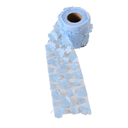 Blumen Tüll Brötchen, Funkelnde Tüllbrötchen Schöne DIY Flexible Blumen Tüll Rollen 8 Cm 10yd Exquisit Leuchtend Näher Spitze Weite Application Roll Spulen (hellblau) von Brrnoo