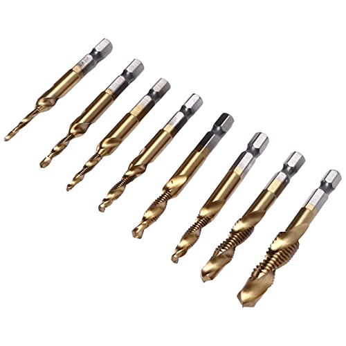 Bohrer Tippset, 8pcs Spiralflöte -Tippgewinde -Tipp Set Metrik Tipp Set 1/4 Zoll Hechse Shank Kombinationschraube Bit Bohrkalken Werkzeug Bohrer Tippset, 8pcs Spiralflöte -Tippgewinde -Tipp Set Metrik Tipp Set 1/4 Zoll Hechse Shank Kombinationschraube Bit Bohrkalken Werkzeug von Brrnoo