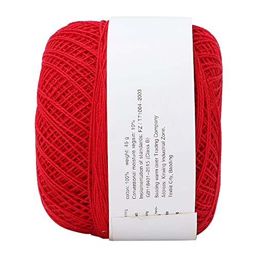 Brrnoo Baumwollfaden Zum Häkeln, Weicher und Glatte Lace Line, 100% Baumwolle (6617crimson rot) von Brrnoo