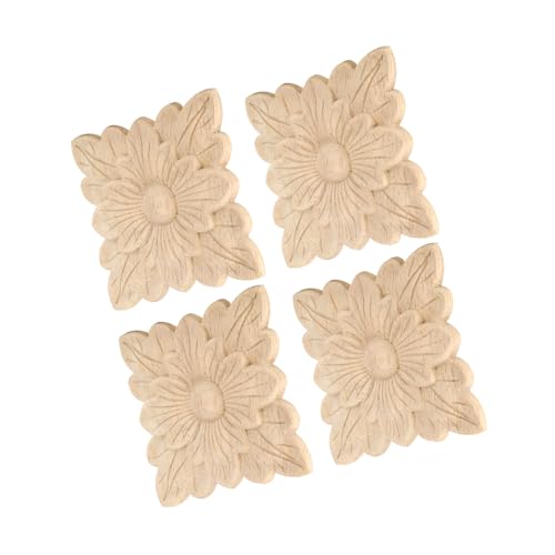 Brrnoo Dekorative Holzapplikation, Blumenschnitzabkundungen für Wandwaschtischschrank Kommode, 4pcs Holzgeschnitzte Applikationen Onlays, Holz Applikationen für Möbel Schöne Blumenmuster Holz Brrnoo Dekorative Holzapplikation, Blumenschnitzabkundungen für Wandwaschtischschrank Kommode, 4pcs Holzgeschnitzte Applikationen Onlays, Holz Applikationen für Möbel Schöne Blumenmuster Holz von Brrnoo