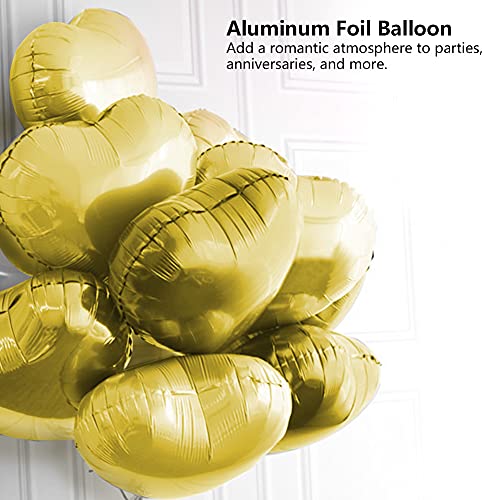 Brrnoo Herzballons, Dekoration Ballon 10 Stcs Herzform Folie Mylarballons Herzfolienballons Aluminiumfolie Ballon für Party Hochzeits Geburtstagdekoration (GOLD) von Brrnoo