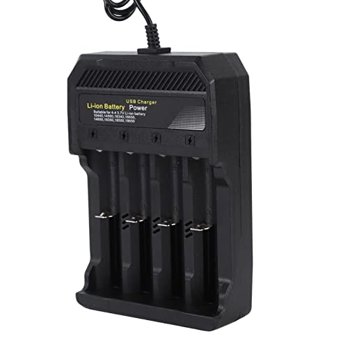 Brrnoo Universal Intelligentes Akkuladegerät für Lithium-Ionen Akkus, Kompatibel mit 10440, 14500, 16340, 16650, 14650, 18350, 18500, Sicher und Effizient Schnellladegerät von Brrnoo