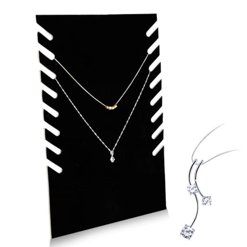 Brrnoo Halskette Display Kleiderbügel, Samt Kettenständer schwarz Flanell Halskette Anhänger Kette Schmuck Büste Display Aufhänger Halter Rack für Sammlung Platzierung Halskette von Brrnoo