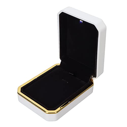 Luxus Anhänger Box mit LED-Licht, Schmuck Organizer Aufbewahrungskoffer Halter Halskette Armband Ringe Anhänger Display Aufbewahrungskoffer für Hochzeitsantrag Verlobung Valentinstag(Weiß) von Brrnoo
