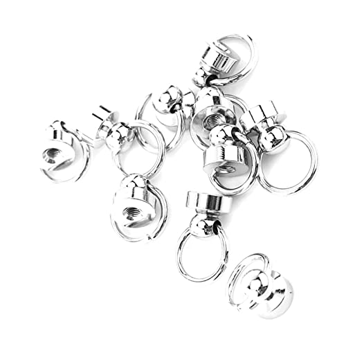 Messingnietselstee, Nietschraubenkopf -Rundring für Ledercraft, 10 Stück Silber, 1 X 0,9 Cm Größe, Geeignet für Lederriemen, Kunst- und Lederhandwerk, Taschen, Gürtel, Armbänder von Brrnoo