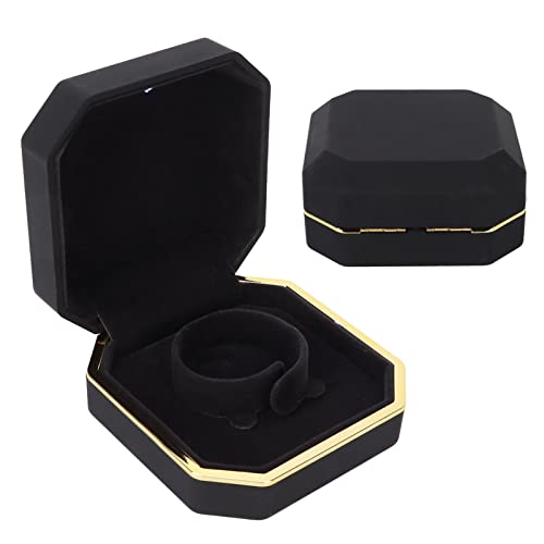 Schmuck Geschenkbox mit LED Licht, Elegante Halskette Anhänger Box Armband Box Schmuck Organizer Aufbewahrungsbox Halter für Schmuck Display Hochzeit Verlobung Valentinstag(Schwarz) von Brrnoo