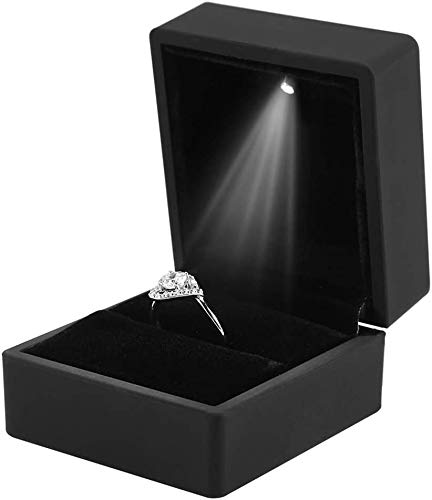Schmuck-Geschenkbox mit LED-Licht, Innenfutter aus weichem Velours, innen kratzfest, Ringe mit Anhänger, Armband für Hochzeit, Verlobung, Valentinstag (Ring) von Brrnoo