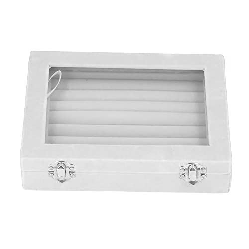 Schmuckschatulle mit 7 Fächern, Samt-Schmuckhalter, Aufbewahrung, Vitrine, Samtglas, Ring, Schmuck, Aufbewahrungsbox, Tablett, Halter, Ohrring-Organizer, Ständer für (Weiss) von Brrnoo