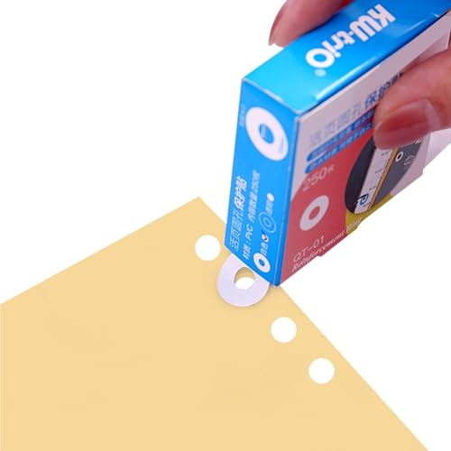 Transparente Selbstklebende, Lochverstärkungsaufkleber für Lochpunchierte Seiten Selbstklebende Loch-Loch-Verstärkung Etiketten Loch Verstärkungsaufkleber Etiketten für Schulhäuser und (WHITE) von Brrnoo