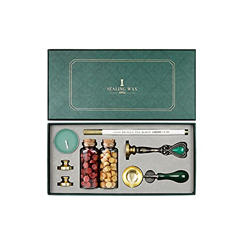 Versiegelung Wachs, Wachssiegel Stempel Kit Wachs Stempel Dichtungen Perlen Versiegelung Wachsperlen Kit für Hochzeitseinladungskarten Karten Umschläge (Stil 9) von Brrnoo