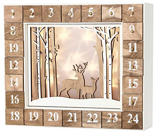 BRUBAKER Adventskalender aus Holz zum Befüllen - Weiße Winterlandschaft mit LED Beleuchtung - Wiederverwendbarer DIY Weihnachtskalender 35.5 x 6 x 27 cm BRUBAKER Adventskalender aus Holz zum Befüllen - Weiße Winterlandschaft mit LED Beleuchtung - Wiederverwendbarer DIY Weihnachtskalender 35.5 x 6 x 27 cm von BRUBAKER