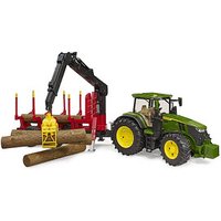 bruder John Deere 7R 350 Traktor mit Rückeanhänger und 4 Baumstämmen 03154 Spielzeugauto von Bruder